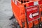 Red barriers on a border of construction site