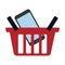 Red basket buy online smartphone commerce