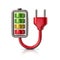 Red battery charging plug icon