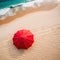 Red Beach Aerial Red Beach Umbrella Atop a Pristine Sandy and Magnificently Top