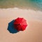 Red Beach Aerial Red Beach Umbrella Atop a Pristine Sandy and Magnificently Top