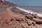 Red beach on iranian island of Hormuz, Hormozgan, Southern Iran.
