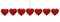 Red beaded hearts isolated against white