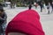 Red Beanie On A Girl`s Head