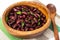 Red beans boiled in wooden bowl