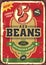 Red beans canned food vintage tin sign