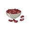 Red beans in a metal bowl. A source of vitamins, calcium, protein. Kidney beans