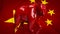 The red bear on china flag for Chinese business crisis 3d rendering