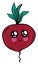 Red beet with a cute face, illustration, vector
