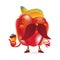 Red bell pepper character with thick moustache and Mexican sombrero,