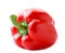 Red bell pepper lies on a white. Isolated