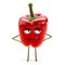 Red bell pepper with yummy face with licking tongue and blissful eyes