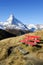 Red bench and Matterhorn, Zermatt, Switzerland