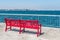 Red Bench on Pier at Cesar Chavez Park