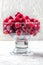 Red berries frozen cherry in cup glass dessert