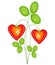 Red berry in the shape of heart. Ripe sweet strawberry. Present in love to the Valentine s Day. Vector illustration
