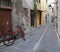 The Red Bicycle in an old alleyway