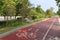 Red bicycle path and health walkway by the Yongjiang river, adobe rgb