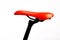 Red bicycle saddle