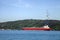 A red big freighter in Bosphorus