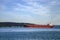 A red big freighter in Bosphorus