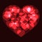 Red big heart made form small bokeh neon hearts
