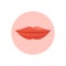Red big plump lips makeup design icon