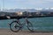 Red bike on the lakeside