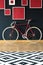 Red bike in spacious studio