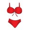 Red bikini vector illustration, fashion girls, vacation summer template