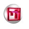 Red Bingo icon isolated on transparent background. Lottery tickets for american bingo game. Silver circle button.