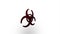 Red biohazard symbol icon flipping, rotation. Elegant 3d realistic light render. Seamless loop animation video