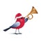 A red bird blowing a trumpet