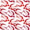 Red Birds Flying Valentines Seamless Background