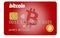 Red bitcoin credit or debit card