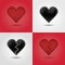 Red and black abstract hearts icons set