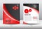 Red and black Annual report template cover design catalog