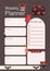 Red and Black Beauty Weekly Planner vector