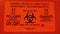 Red and black biohazard sharps container sign