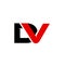 red black bold initial D V Letter DV logo design vector graphic concept