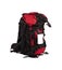 Red and black camping backpack isolated on white background