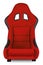 Red black carbon fiber race car bucket seat isolated white background. Motorsport, Sim racing, and tuning concept