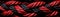 Red Black Close Up Very Detailed Pattern Of Ropes Panoramic Banner. Generative AI