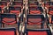 Red and black conference chairs in the auditorium