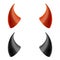 Red and black devil horns. Vector illustration