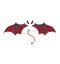 Red and black dragon wings with a tail, vampire or fantasy creature design. Mythical beast elements for character and
