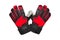 Red and black goalkeeper glove on white