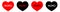 Red, black heart line icon set. Xoxo phrase sketch saying. Hugs and kisses. Happy Valentines day sign symbol. Cute graphic object