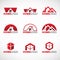 Red and black Home logo set vector design