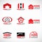 Red and black Home logo vector set design